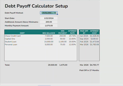 Debt Snowball vs Debt Avalanche Spreadsheet | Google Sheets Template